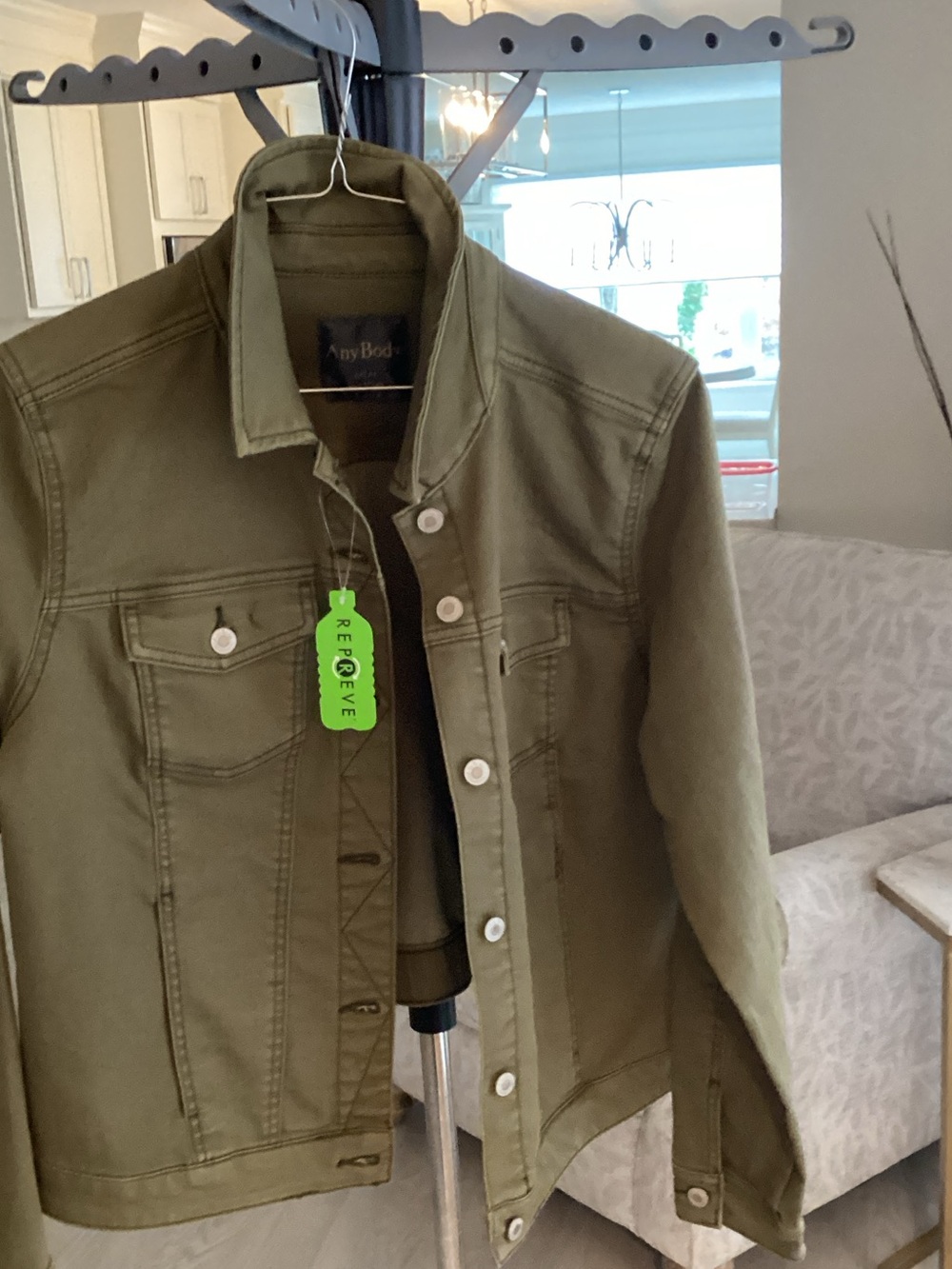 AnyBody Olive Green Button-Front Shirt Jacket